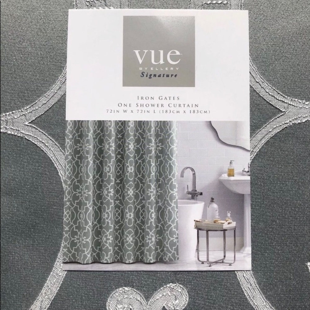 Vue Iron Gates Ellery Elegant Shower Curtain Gray - Picture 4 of 5
